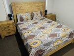 Ethnic Geometric Print Cotton Flat Bedsheet – Brown, Beige & Grey - Image 2