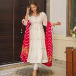 Anarkali Flared Chanderi Silk Kurti Set