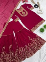 Mehroon Blooming Faux Georgette Plazzo - Image 2