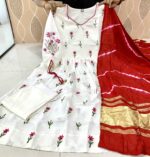 Anarkali Flared Chanderi Silk Kurti Set - Image 9