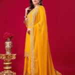 Yellow Blooming Faux Georgette Plazzo