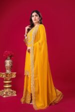 Yellow Blooming Faux Georgette Plazzo
