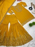 Yellow Blooming Faux Georgette Plazzo - Image 3