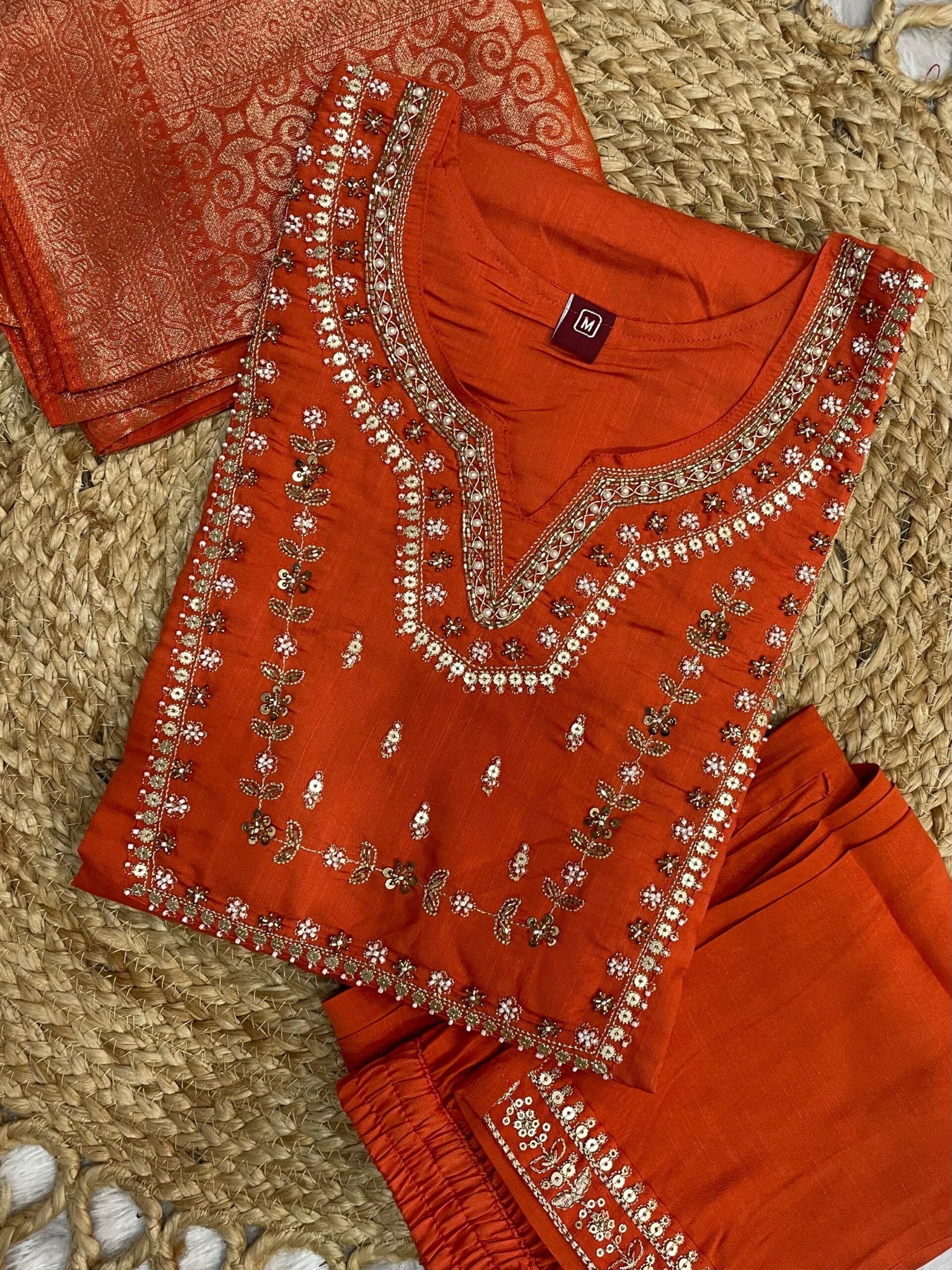 img_0555 Diva Orange Kurti Pant Suit - Image 1
