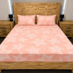 Peach Star Print Fitted Bedsheet