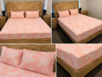 Peach Star Print Fitted Bedsheet - Image 2