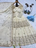 ✨ Heavy Chinon Silk Embroidered Lehenga Set with Real Mirror Work - Image 6