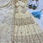 ✨ Heavy Chinon Silk Embroidered Lehenga Set with Real Mirror Work