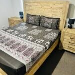 King Size 100% Pure Cotton 300 TC Elephant Motif Fitted Bedsheet Set (Charcoal Black)
