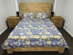 Rose Floral Print Cotton Flat Bedsheet with Pillowcases – Blue, Yellow & White - Image 2