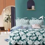 Valentine 6pc Super King Teal Floral Bedding Set