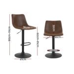Artiss 2x Bar Stools Vintage Swivel Gas Lift Brown - Image 2