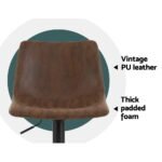Artiss 2x Bar Stools Vintage Swivel Gas Lift Brown - Image 4