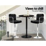 Artiss Bar Table Gas Lift Round Black - Image 4
