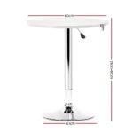 Artiss Bar Table Gas Lift Round White - Image 2
