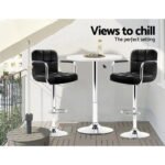 Artiss Bar Table Gas Lift Round White - Image 4