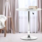 Artiss Bar Table Gas Lift Round White - Image 7