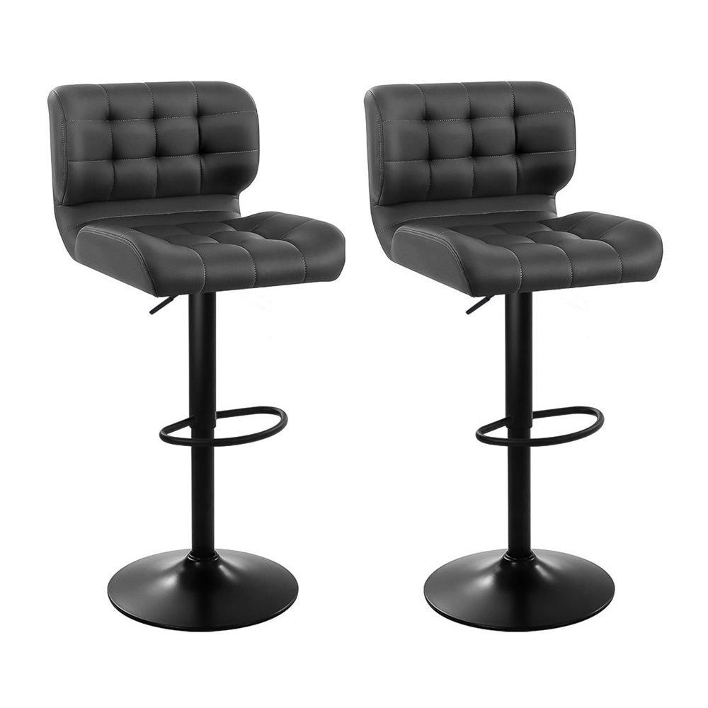 BA-TW-4059-CB-GYX2-00 Artiss 2x Bar Stools Gas Lift Leather Padded Grey - Image 1