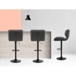 Artiss 2x Bar Stools Gas Lift Leather Padded Grey - Image 5