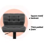 Artiss 2x Bar Stools Gas Lift Leather Padded Grey - Image 6