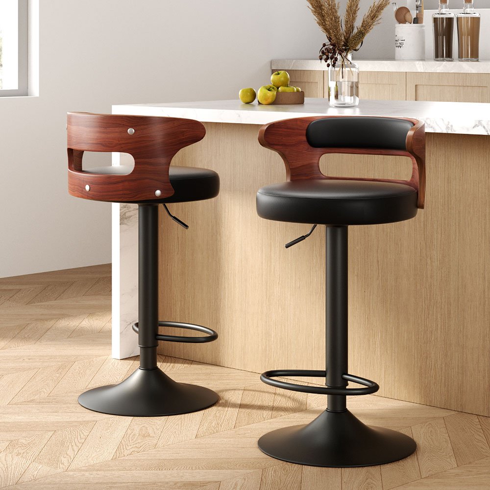 BA-TW-8005-BKX2-202502282104-00 Artiss 2x Bar Stools Gas Lift Faux Leather - Image 1