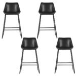 Artiss 4x Bar Stools Leather Padded Metal Legs Black - Image 3