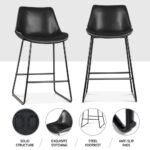 Artiss 4x Bar Stools Leather Padded Metal Legs Black - Image 5