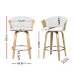 Artiss 4x Bar Stools Swivel Leather Chairs Wooden - Image 2
