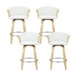 Artiss 4x Bar Stools Swivel Leather Chairs Wooden - Image 3