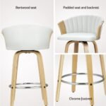 Artiss 4x Bar Stools Swivel Leather Chairs Wooden - Image 4