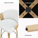 Artiss 4x Bar Stools Swivel Leather Chairs Wooden - Image 5
