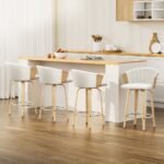Artiss 4x Bar Stools Swivel Leather Chairs Wooden - Image 7