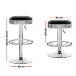 Artiss 4x Bar Stools Leather Padded Gas Lift Silver - Image 2