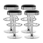 Artiss 4x Bar Stools Leather Padded Gas Lift Silver - Image 7