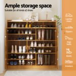 Artiss Shoe Rack Cabinet 30 Pairs Storage Cupboard Bamboo - Image 5