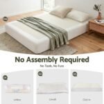 Artiss Compression Bed Frame Double Size No Assembly Vacuum High Density Sponge Boucle Cream White - Image 4