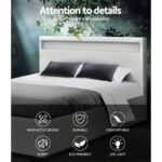 Artiss Bed Frame Double Size LED Gas Lift White COLE - Image 4