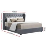 Artiss Bed Frame Queen Size Gas Lift Grey ISSA - Image 3
