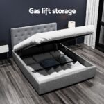 Artiss Bed Frame Double Size Gas Lift Grey VILA - Image 5