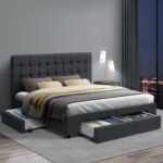 Artiss Bed Frame Double Size with 4 Drawers Grey AVIO - Image 7