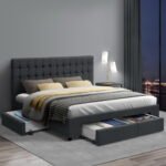 Artiss Bed Frame King Size with 4 Drawers Charcoal AVIO - Image 8