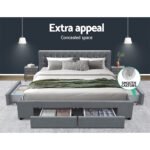 Artiss Bed Frame King Size with 4 Drawers Grey AVIO - Image 4