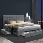 Artiss Bed Frame King Size with 4 Drawers Grey AVIO - Image 7