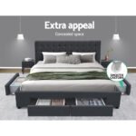 Artiss Bed Frame Queen Size with 4 Drawers Charcoal AVIO - Image 5