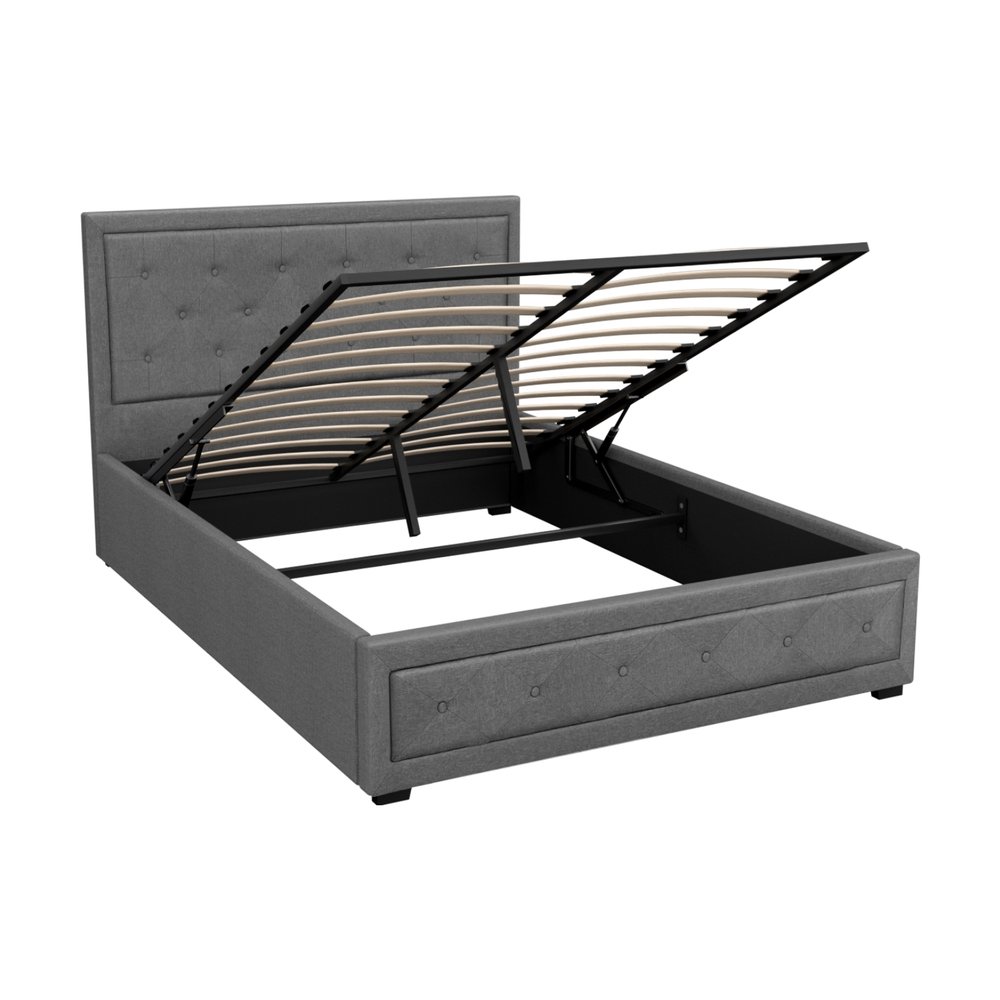 BFRAME-F-TIYO-D-GY-ABC-202503041142-00 Artiss Bed Frame Double Size Gas Lift Grey TIYO - Image 1