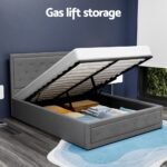 Artiss Bed Frame Double Size Gas Lift Grey TIYO - Image 4