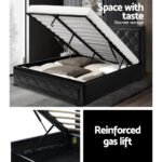 Artiss Bed Frame Queen Size Gas Lift Black TIYO - Image 4