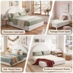 Artiss Queen Bed Frame Boucle Fabric Vacuum Compressed Beds Removable Washable Cover No-Assembly - Image 6