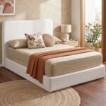 Artiss Double Bed Frame Boucle Fabric Vacuum Compressed Beds Removable Washable Cover