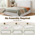 Artiss Queen Bed Frame Boucle Fabric Vacuum Compressed Beds Washable Cover No-Assembly - Image 4
